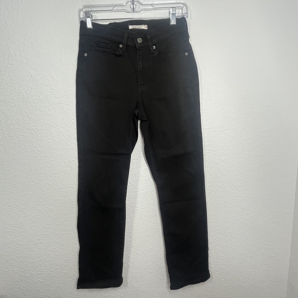 Levi's Classic Straight Jeans Womens 4 Black Dark Wash Denim Stretch Relaxed Fit